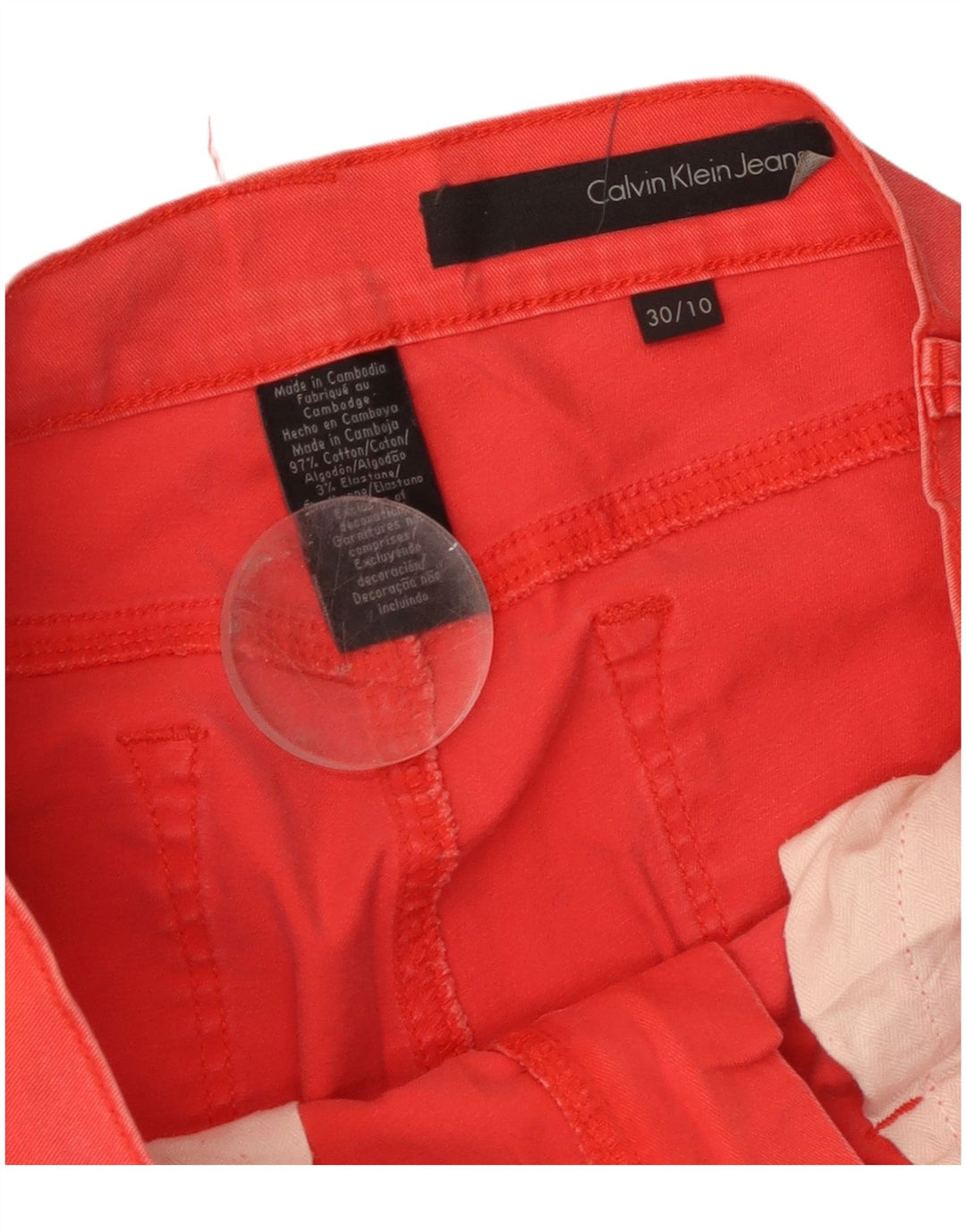 Calvin Klein Womens Slim Fit Cropped Trousers US 10 Medium W30 L26 Red