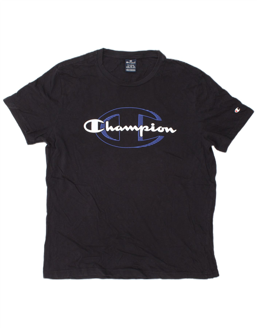CHAMPION Mens Graphic T-Shirt Top XL Black Cotton