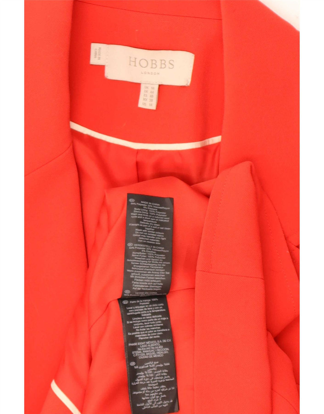 Hobbs Womens 1 Button Blazer Jacket UK 18 XL Red Polyester