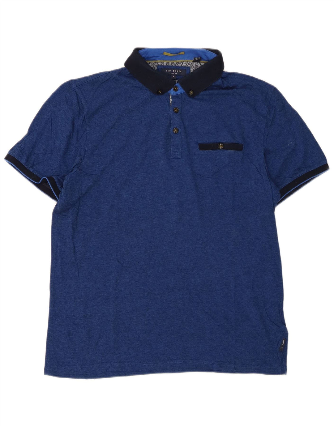 Ted Baker Mens Polo Shirt Size 4 Large Blue Cotton