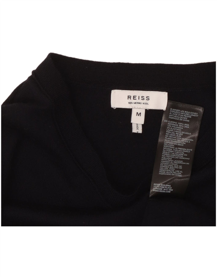 REISS Womens Boat Neck Jumper Sweater UK 12 Medium Navy Blue Wool