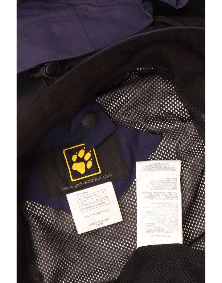 JACK WOLFSKIN Mens Rain Jacket UK 36/38 Medium Navy Blue Colourblock