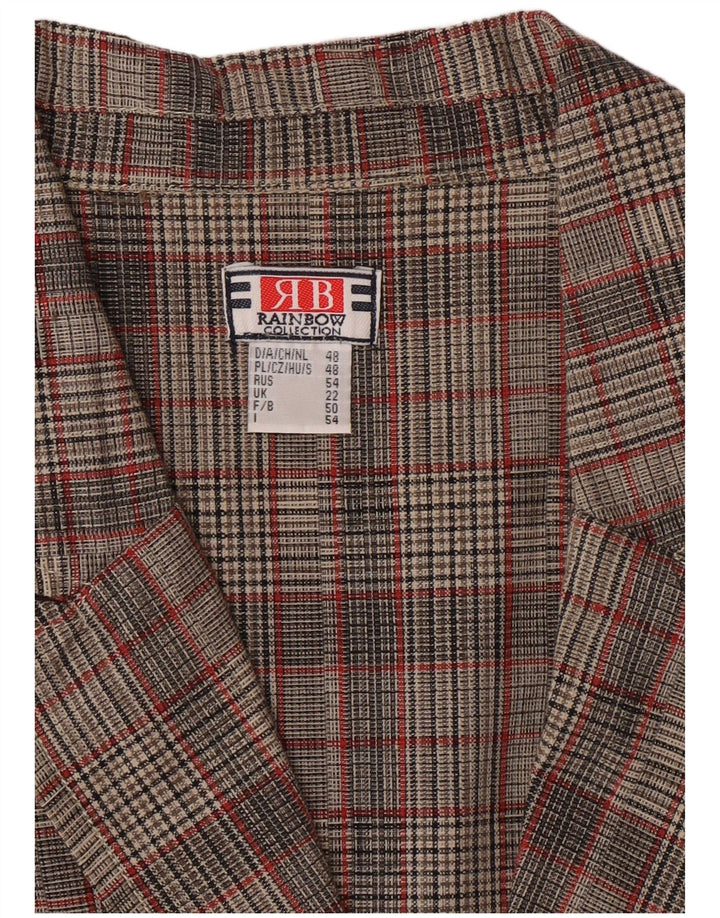 RAINBOW Womens Waistcoat UK 22 3XL  Grey Check