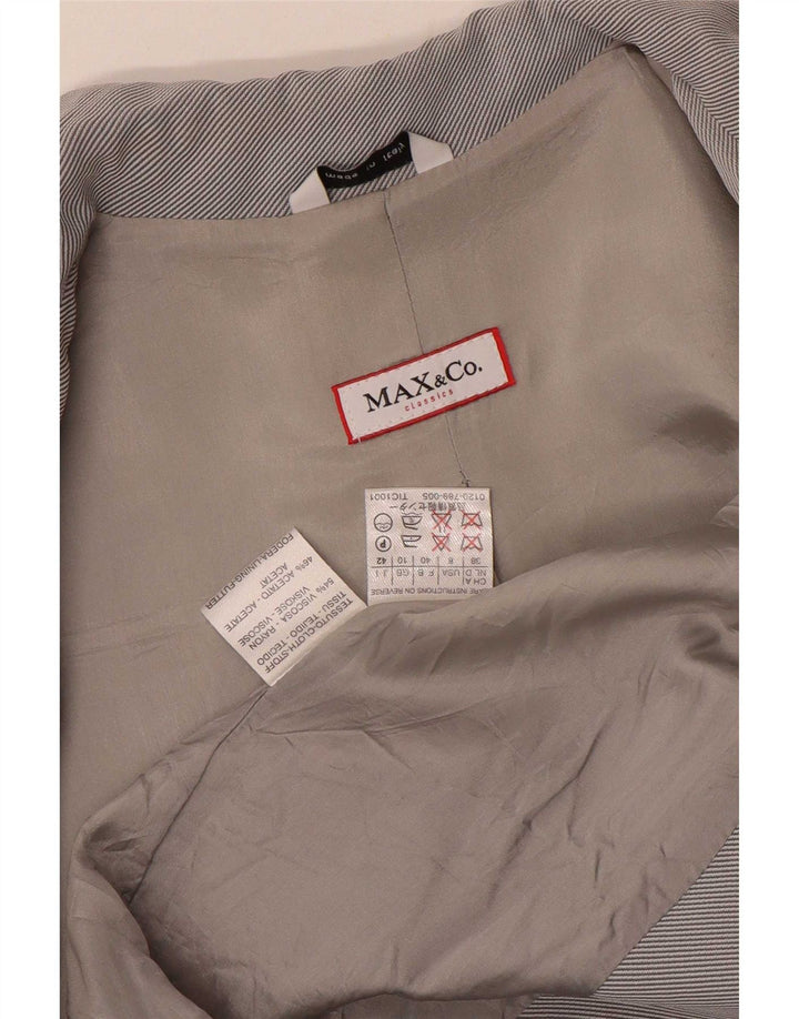 Max & Co. Womens Longline 3 Button Blazer Jacket UK 10 Small Grey Viscose