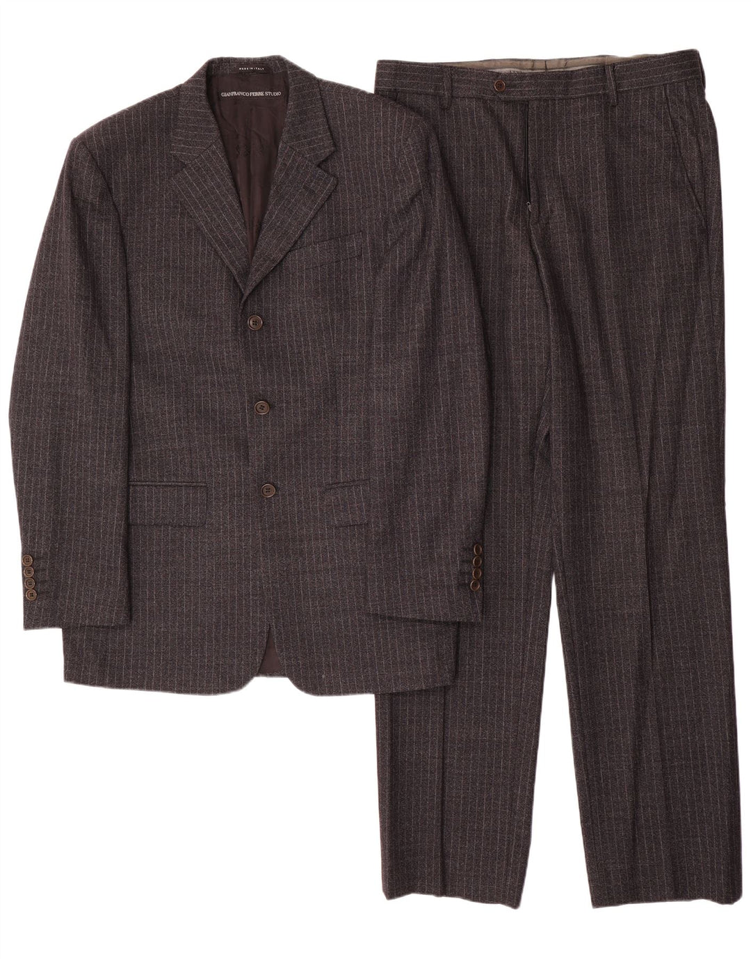 Gianfranco Ferre Mens 2 Piece Suit UK 38 Medium W34 L33 Grey Pinstripe