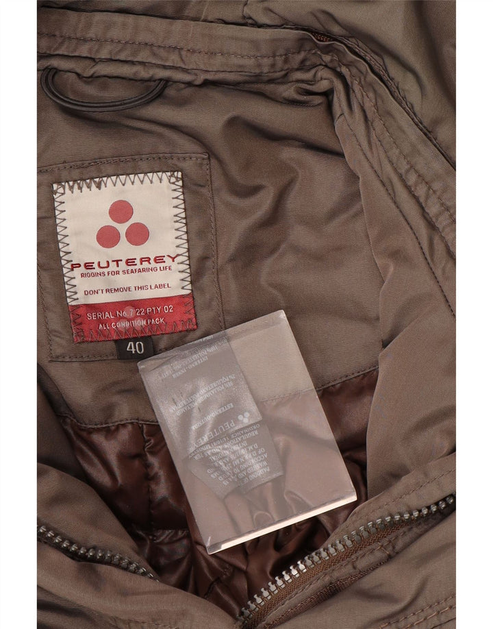 PEUTEREY Womens Hooded Padded Coat IT 40 Small Khaki Polyester