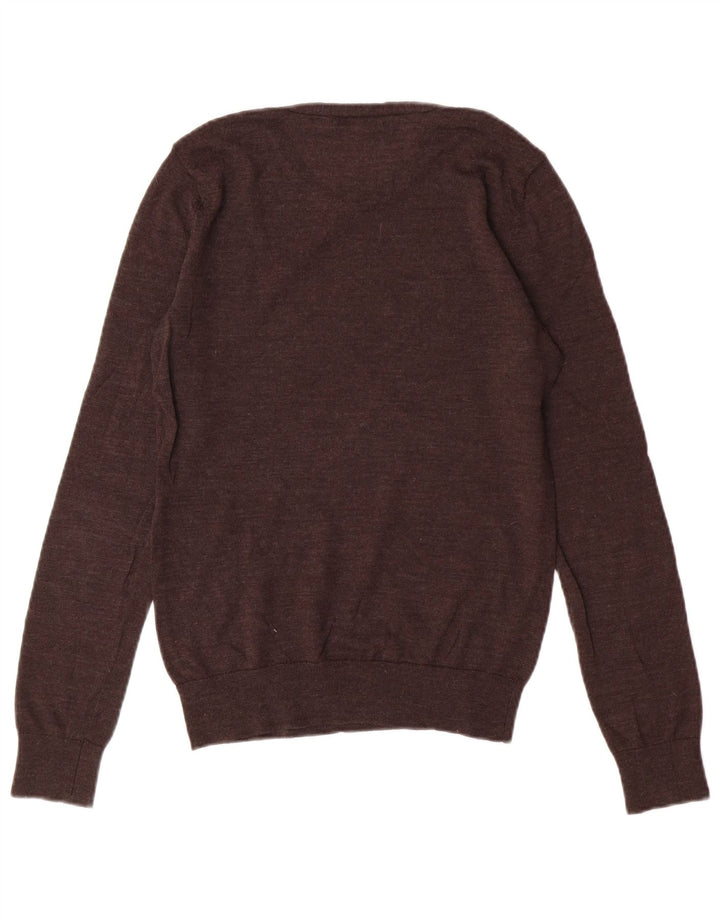 HOBBS Womens Boat Neck Jumper Sweater UK 10 Small Brown Wool