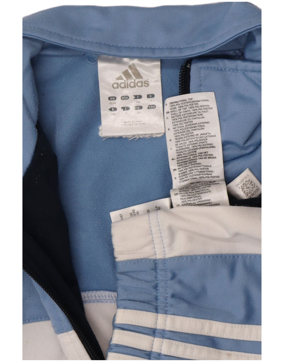 Adidas Mens Tracksuit Top Jacket UK 42/44 Large Blue Colourblock Polyester