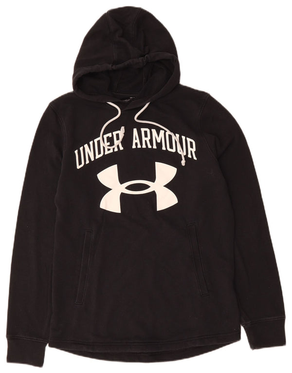 UNDER ARMOUR Womens Oversized Graphic Hoodie Jumper UK 10 Small Black