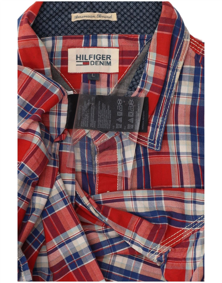 TOMMY HILFIGER Boys Shirt 15-16 Years Large Red Check Cotton