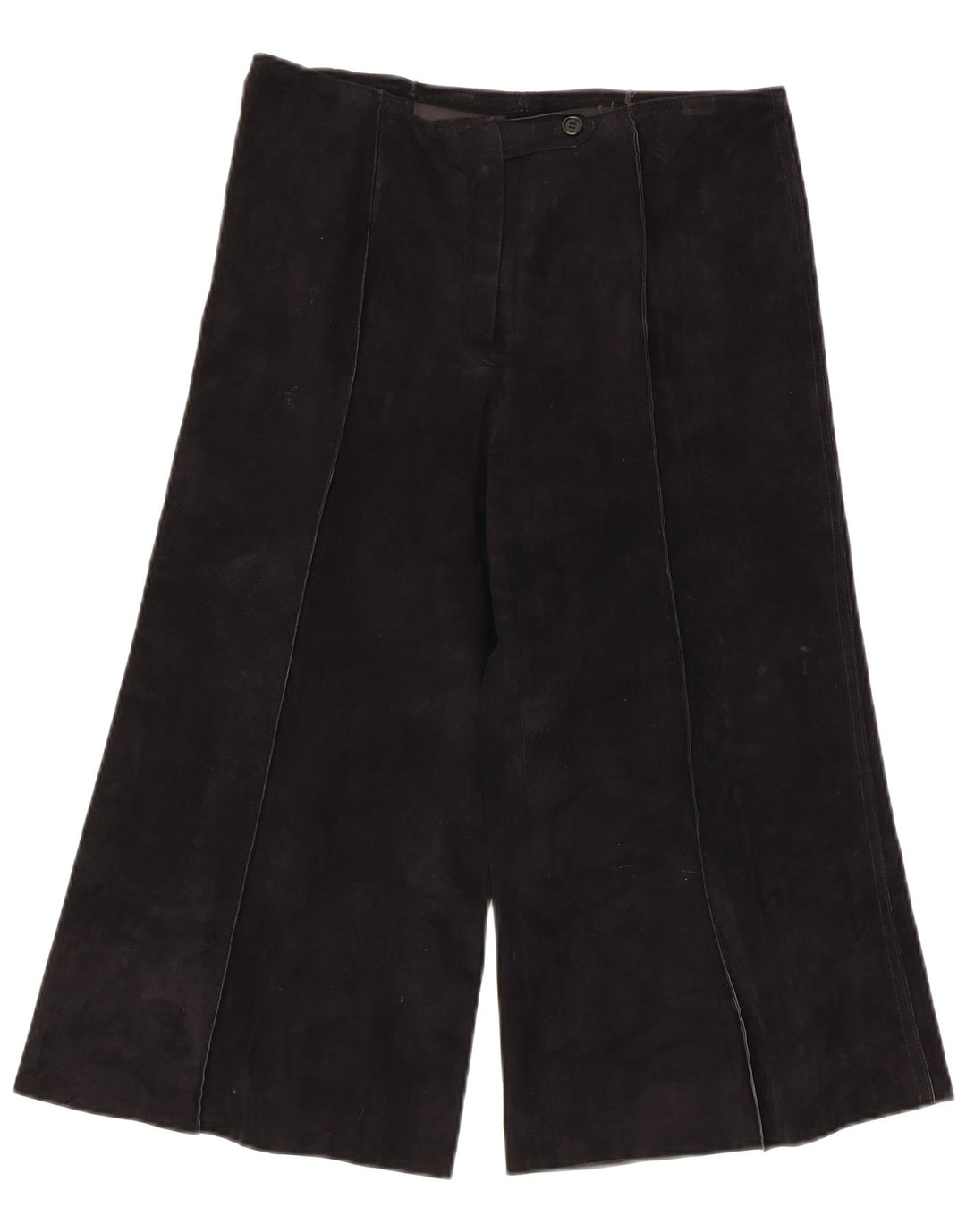 VINTAGE Womens Wide Leg Suede Capri Trousers W30 L19 Black