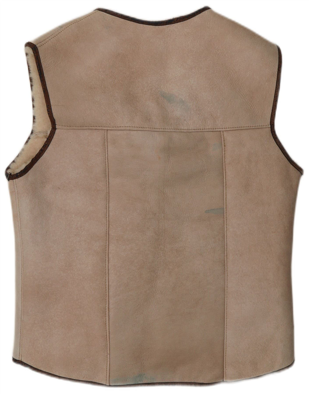VINTAGE Womens Sherpa Gilet UK 14 Medium Beige