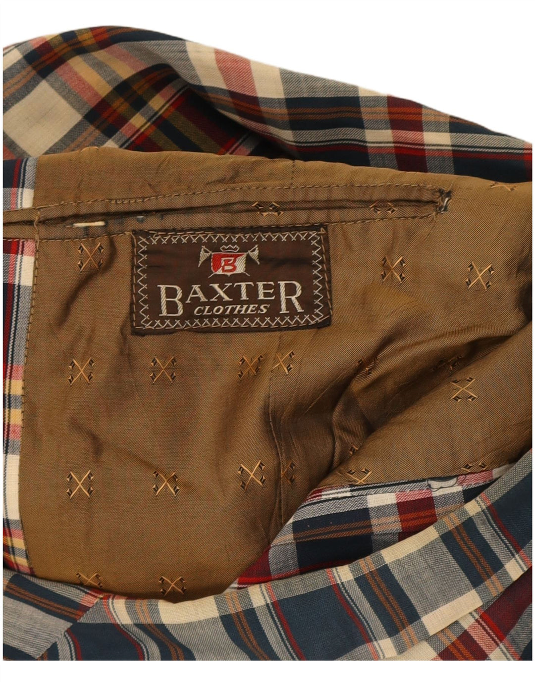 Baxter Mens 3 Button Blazer Jacket UK 38 Medium Multicoloured Check