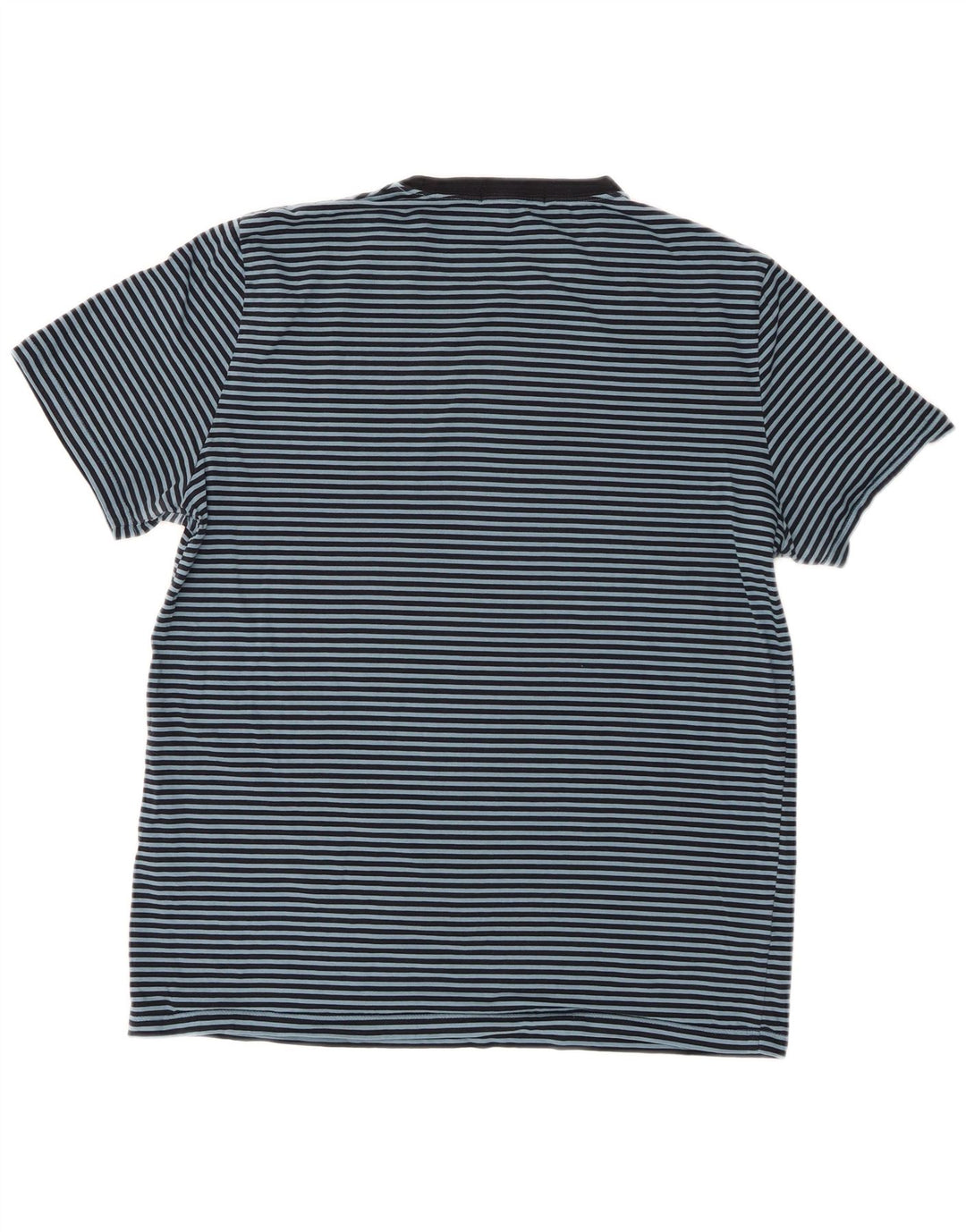 Fred Perry Mens T-Shirt Top Large Navy Blue Striped Cotton
