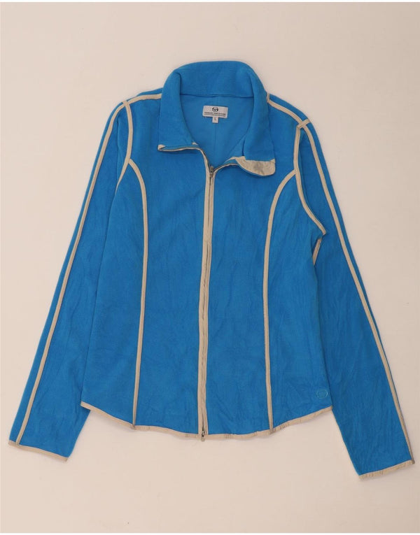 SERGIO TACCHINI Womens Fleece Jacket UK 14 Large Blue Striped Polyester