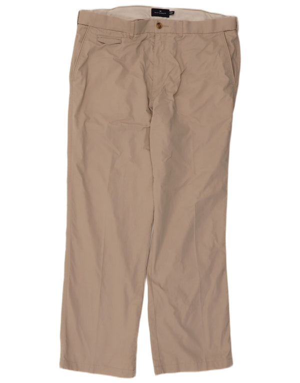 Marks & Spencer Mens Blue Harbour Straight Chino Trousers W38 L31 Beige