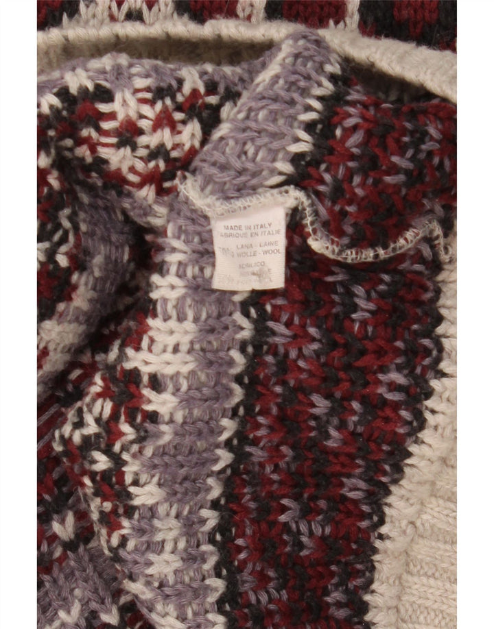Vintage Mens Roll Neck Jumper Sweater Medium Multicoloured Fair Isle Wool