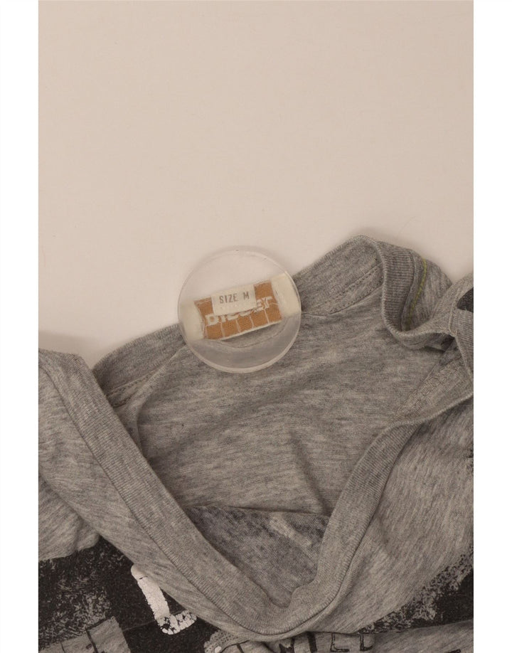 Diesel Womens Graphic T-Shirt Top UK 12 Medium Grey Flecked