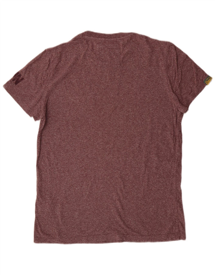 Superdry Womens Graphic T-Shirt Top Large Maroon Flecked Cotton