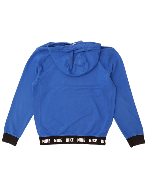 Nike Mens Graphic Hoodie Jumper Small Blue Colourblock Cotton