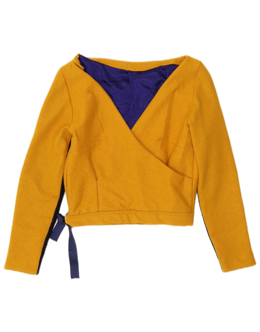 Vintage Womens Crop Top UK 10 Small Yellow