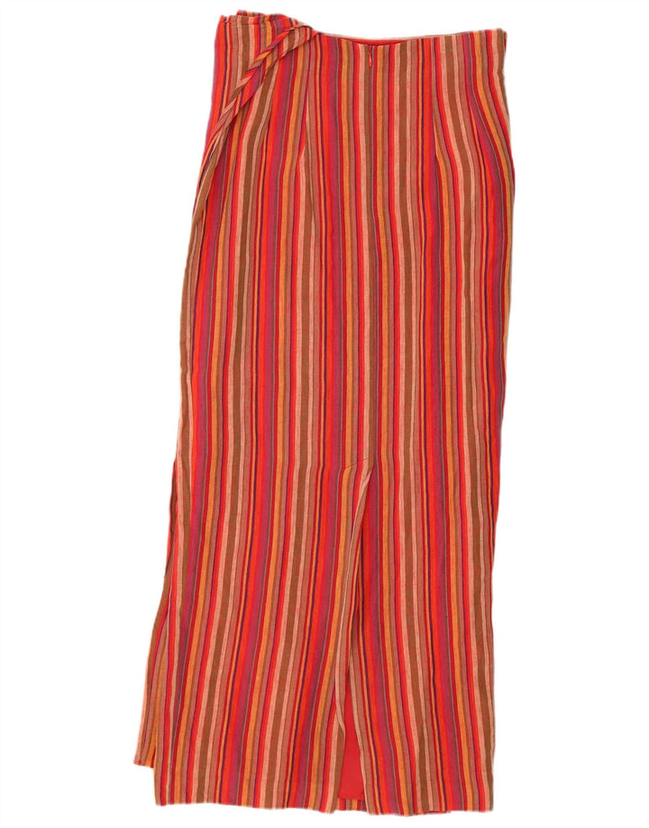 SCARVA Womens Wrap Maxi Skirt EU 36 Small W26 Red Striped Linen