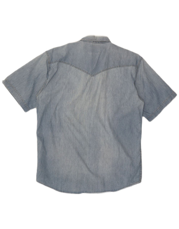 Wrangler Mens Short Sleeve Denim Shirt 2XL Blue Cotton