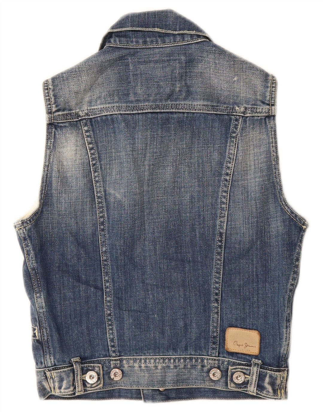 PEPE Jeans Boys Distressed Denim Gilet 7-8 Years Medium Blue Cotton
