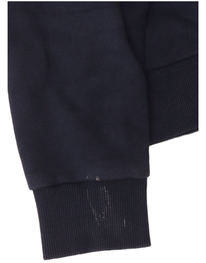 SUPERDRY Womens Graphic Hoodie Jumper UK 16 Large Navy Blue Cotton