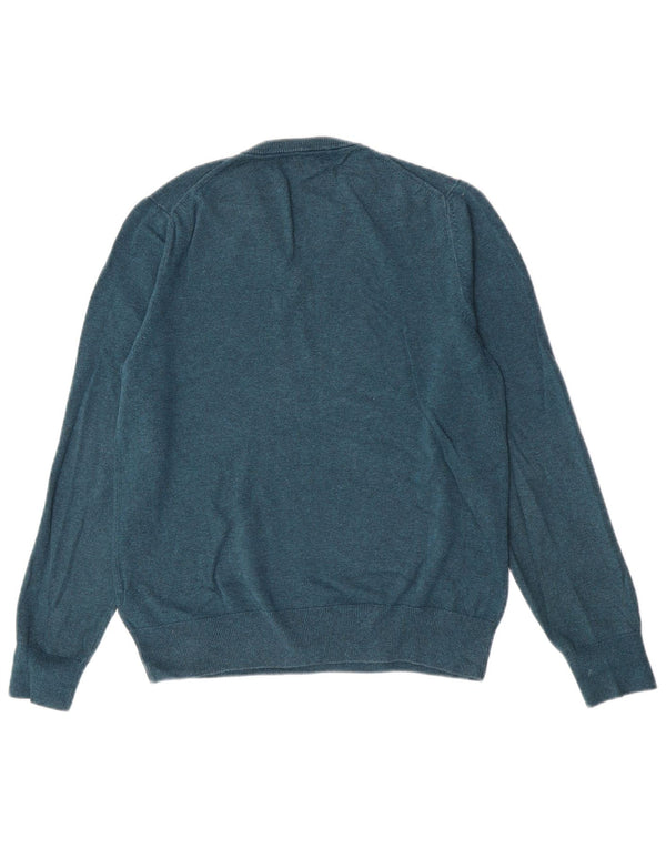 Marks & Spencer Mens V-Neck Jumper Sweater Medium Green Cotton