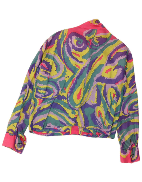 VINTAGE Womens Front Tie Shirt Blouse UK 14 Large Multicoloured Paisley