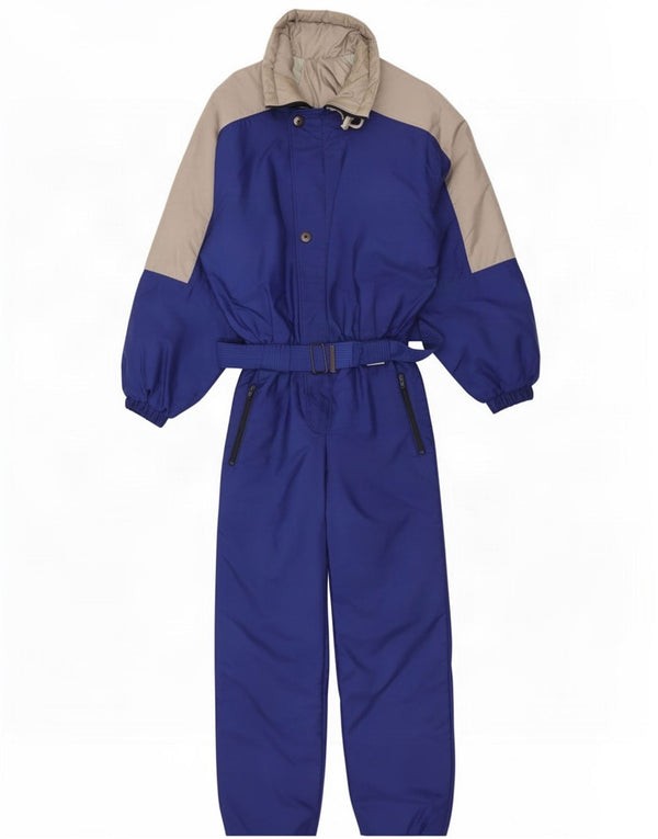 Vintage Mens Hooded Ski Jumpsuit Small W28 L30 Blue Colourblock