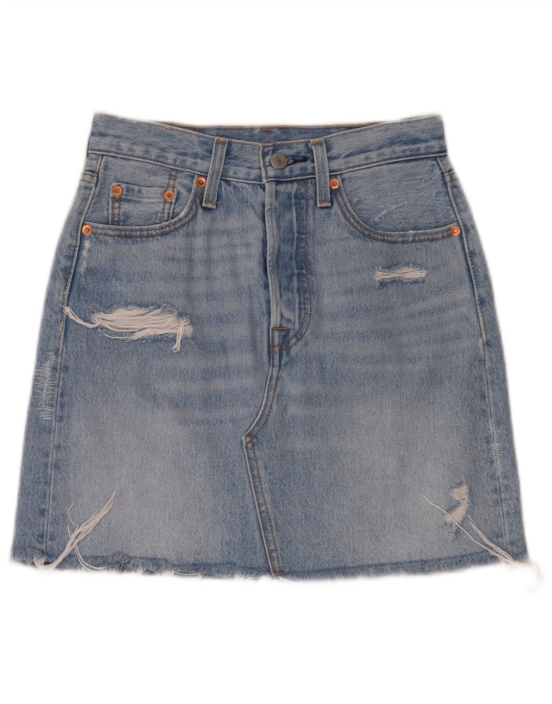 LEVI'S Womens Distressed Denim Skirt W25 XS Blue Cotton