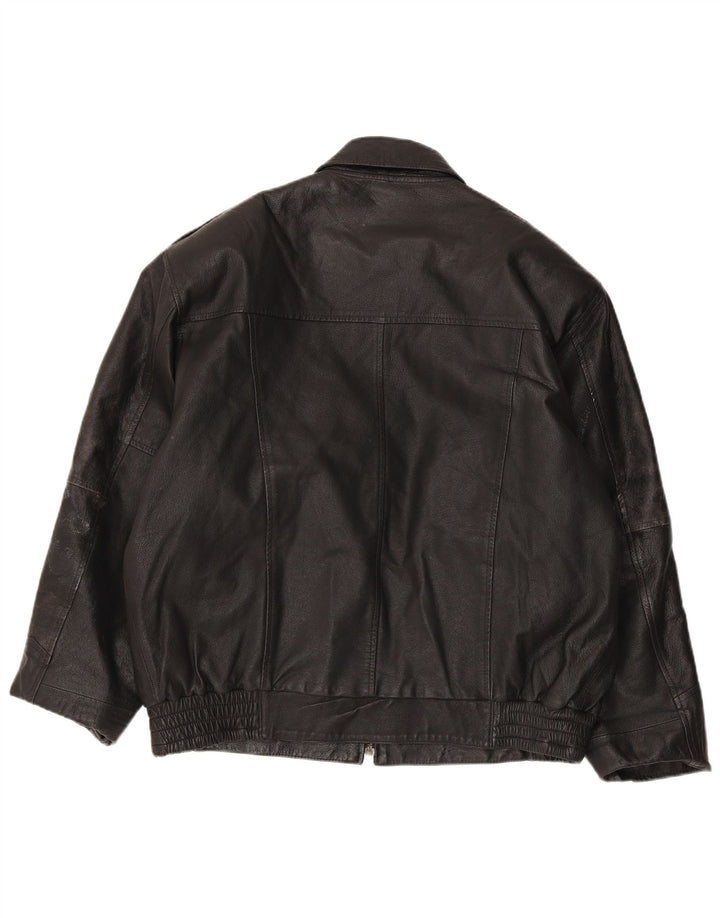 MILAN Mens Leather Jacket UK 40 Large Black Leather