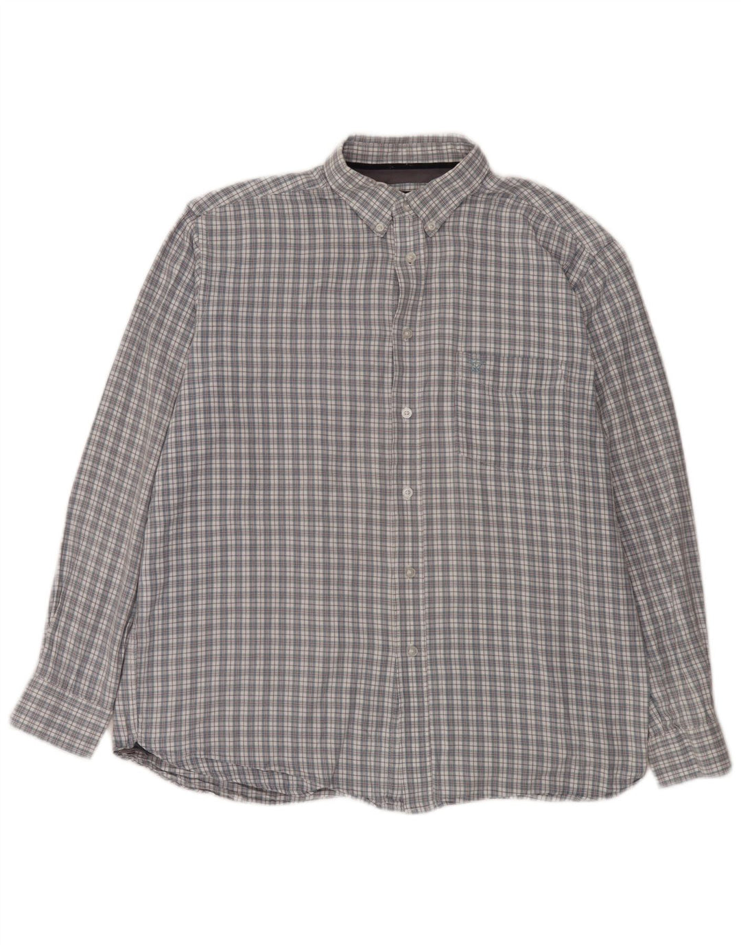 James Pringle Mens Flannel Shirt Large Grey Check Cotton