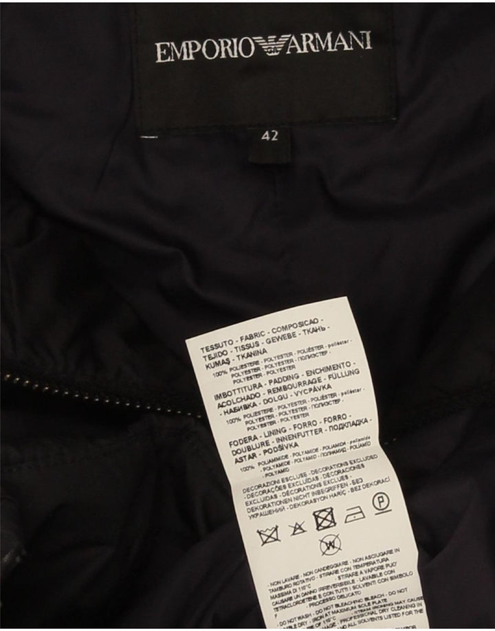 Emporio Armani Womens Quilted Padded Coat IT 42 Medium Black Polyester
