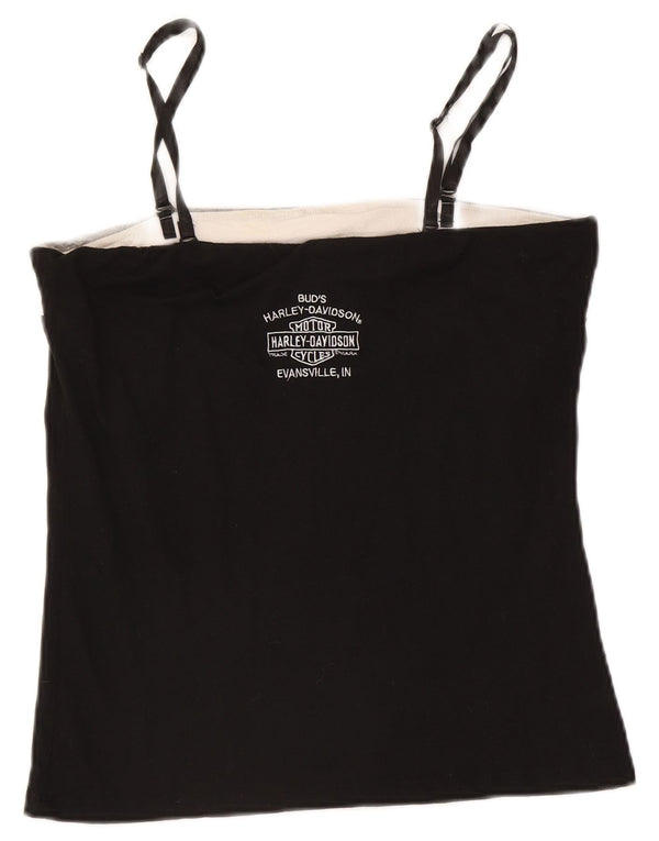 Harley Davidson Womens Graphic Crop Cami Top UK 14 Large Black Cotton