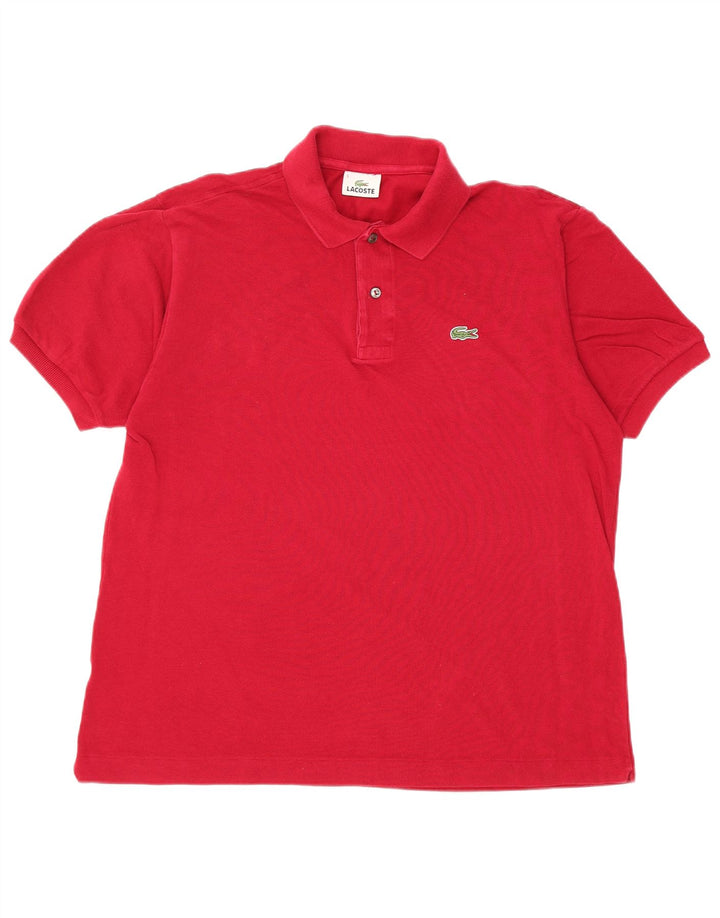 LACOSTE Mens Polo Shirt Size 5 Large Red Cotton