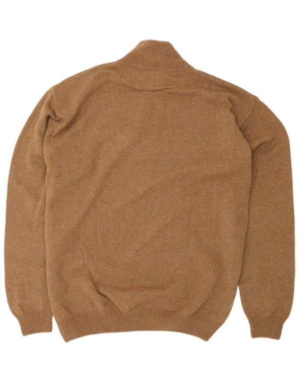MARLBORO CLASSICS Mens Zip Neck Jumper Sweater 2XL Brown Wool