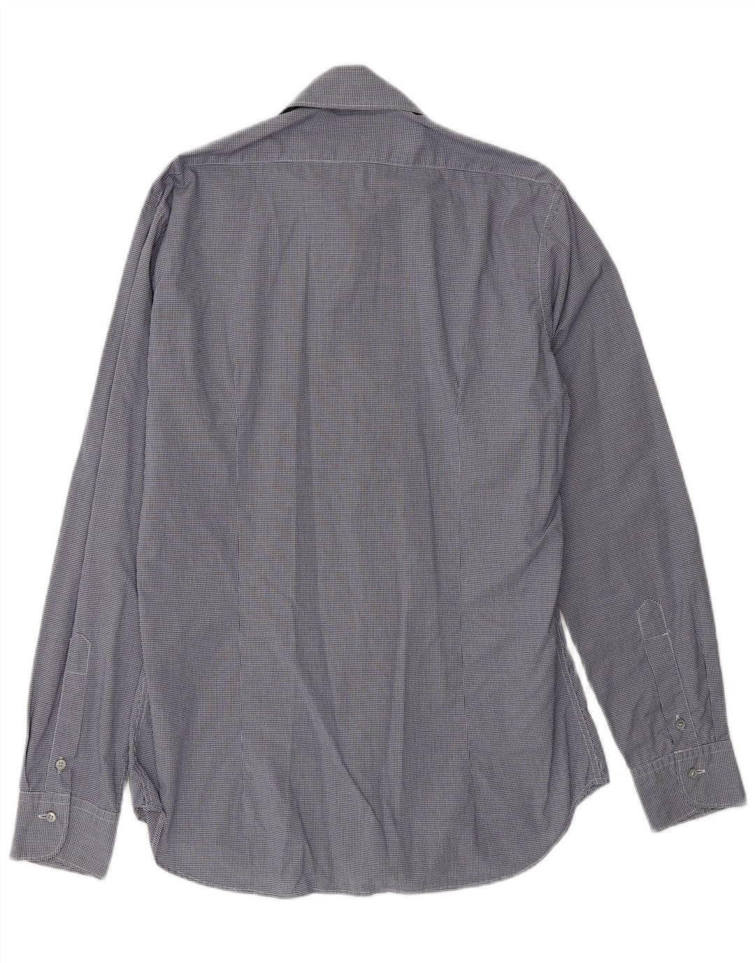 SIVIGLIA Mens Shirt Size 40 15 3/4 Medium Navy Blue Gingham