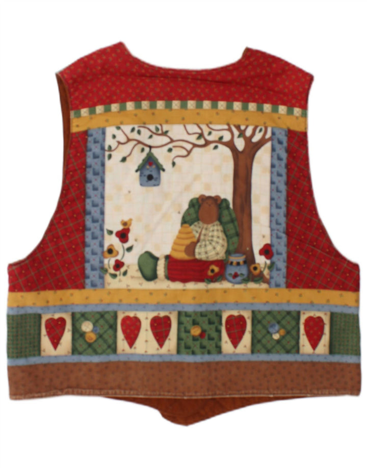 Vintage Womens Graphic Waistcoat UK 16 Large Multicoloured Patchwork