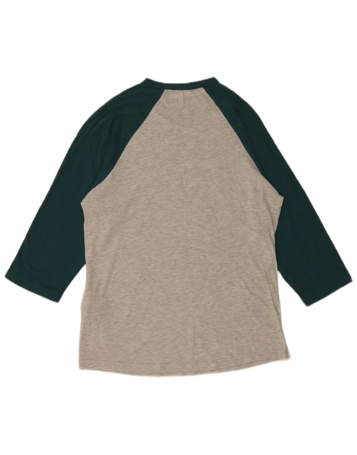 VANS Mens Custom Fit Graphic Top 3/4 Sleeve Small Grey Colourblock Cotton