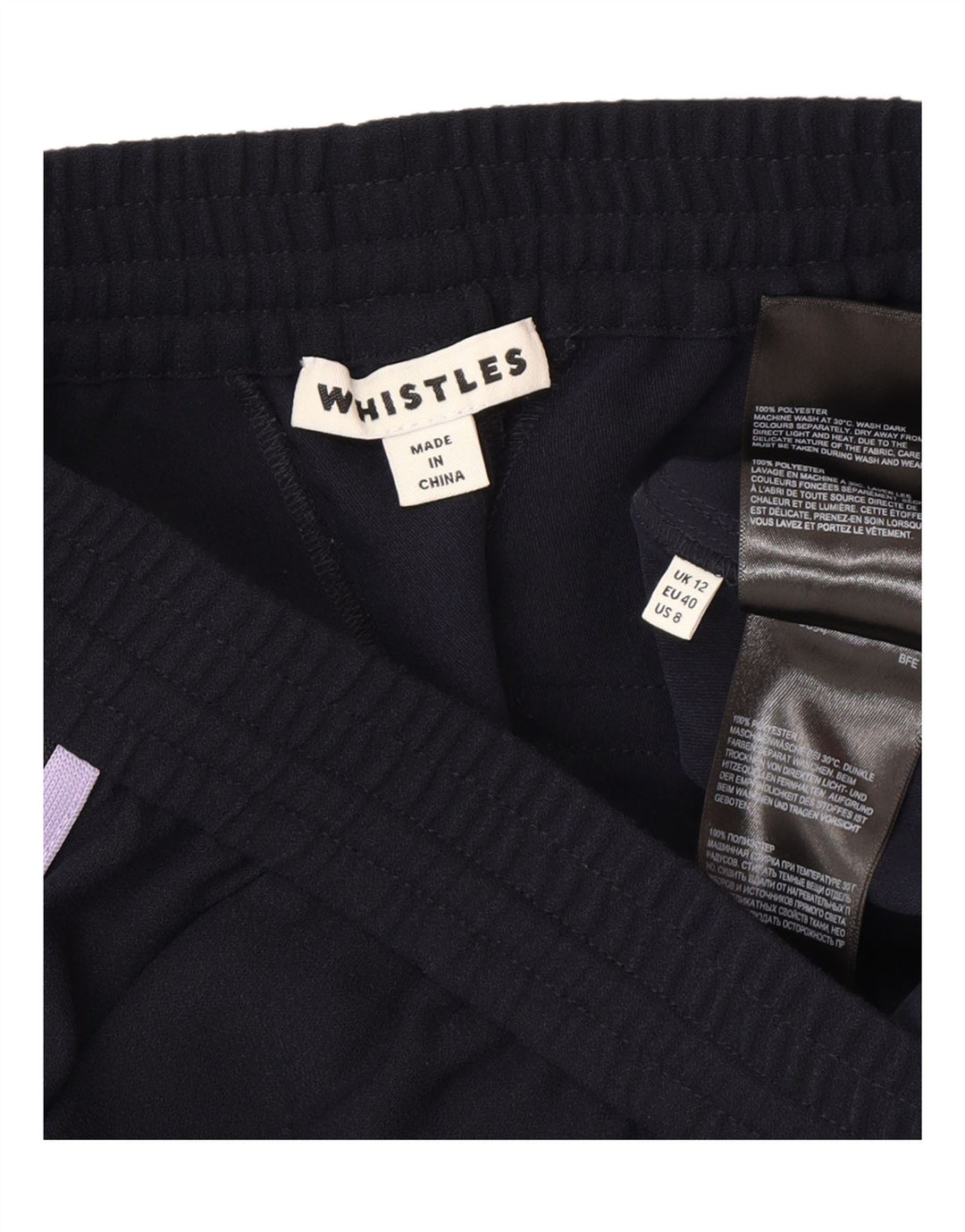 Whistles Womens Tracksuit Trousers UK 12 Medium Navy Blue Striped Polyester