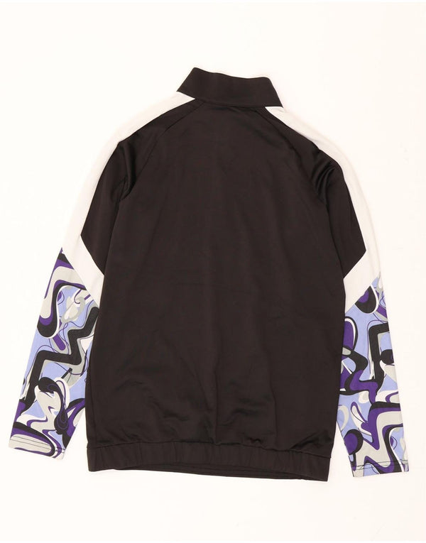 Puma Boys Zip Neck Sweatshirt Jumper 13-14 Years Large Black Colourblock