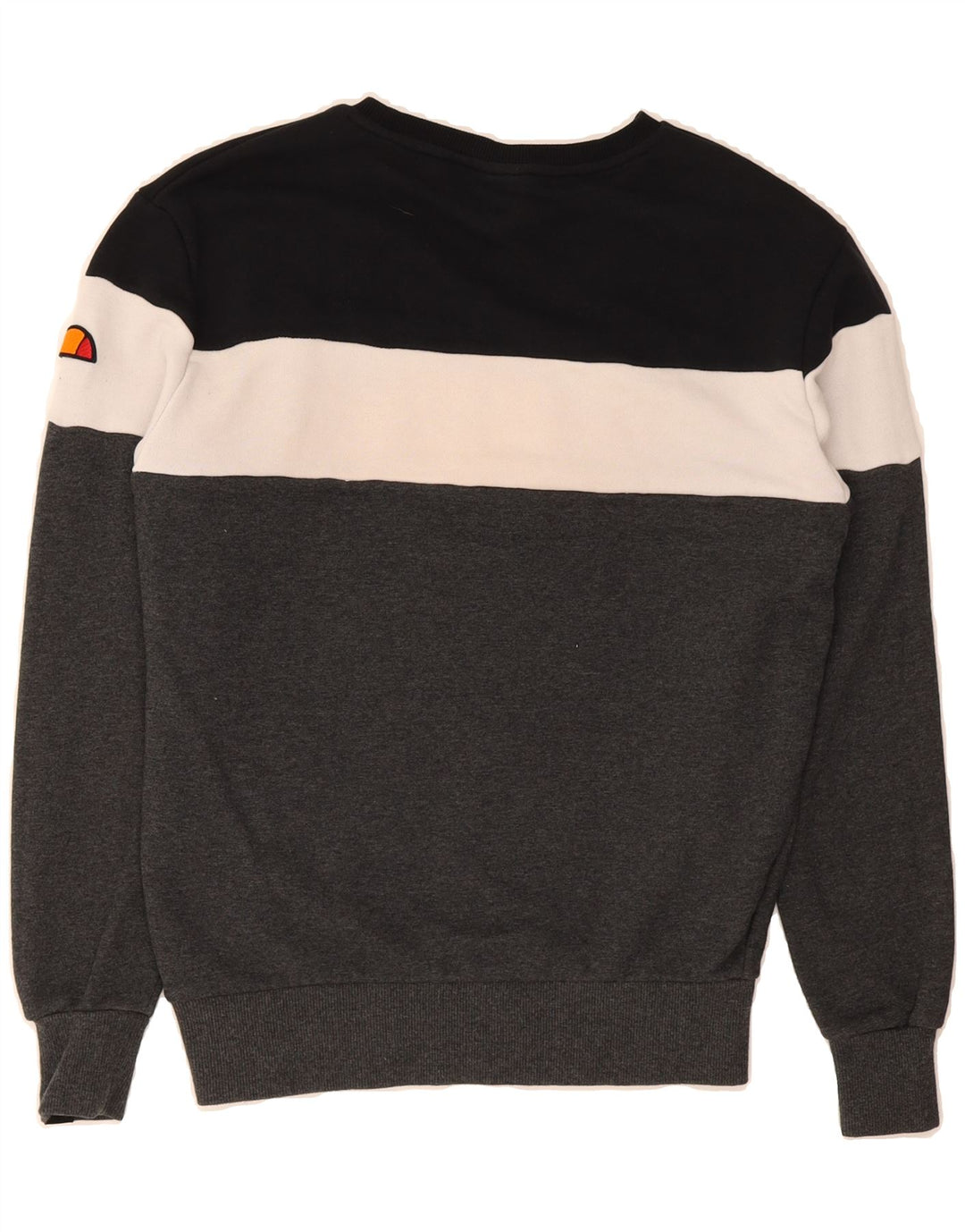 ELLESSE Mens Graphic Sweatshirt Jumper Small Grey Colourblock Cotton Vintage Ellesse and Second-Hand Ellesse from Messina Hembry 