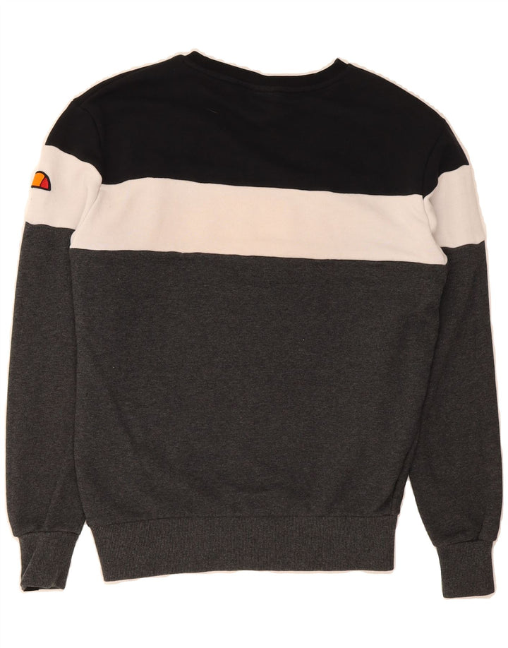 ELLESSE Mens Graphic Sweatshirt Jumper Small Grey Colourblock Cotton Vintage Ellesse and Second-Hand Ellesse from Messina Hembry 