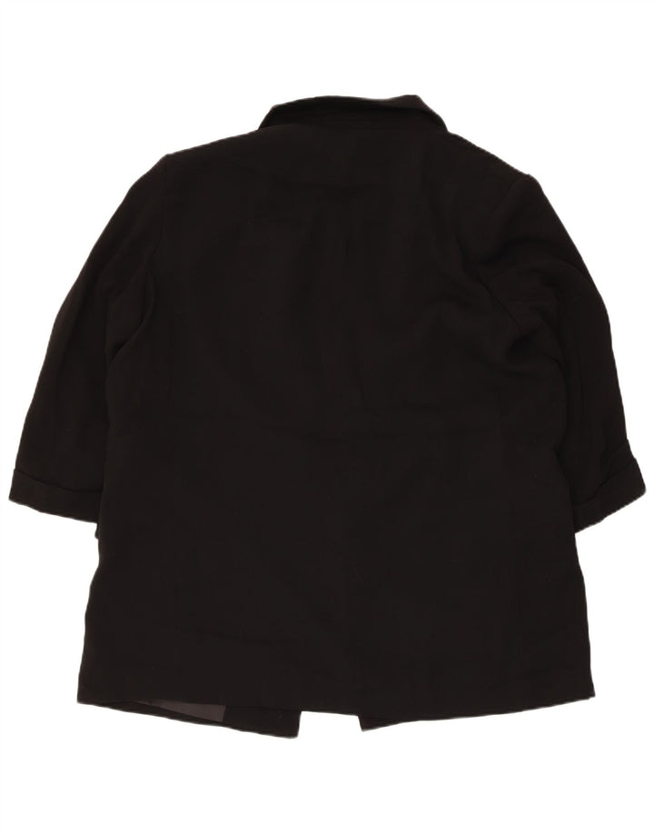 Zara Womens 3/4 Sleeve Open Blazer Jacket UK 18 XL Black Polyester