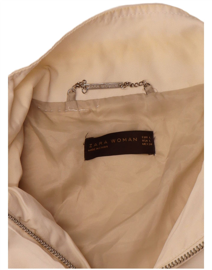 Zara Womens Utility Jacket UK 16 Large Off White Nylon