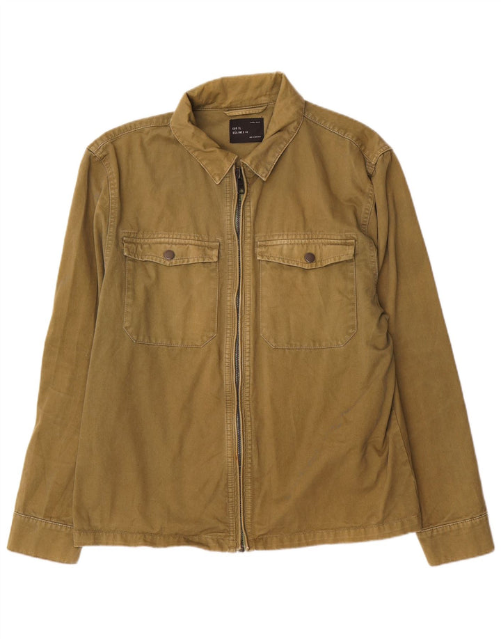 Zara Mens Bomber Jacket UK 42 XL Green Cotton