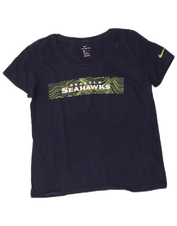 Nike Womens Seattle Seahawks Graphic T-Shirt Top UK 14 Medium Navy Blue